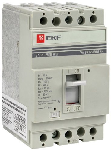 Выключатель автоматический в литом корпусе EKF PROxima ВА-99 3п 50А 25кА фото Выключатель автоматический в литом корпусе EKF PROxima ВА-99 3п 50А 25кА картинка